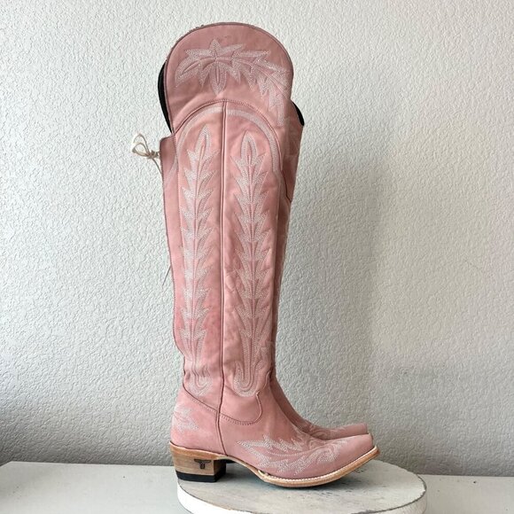 Lane LEXINGTON Over the Knee Womens Cowboy Boots 7 Pink Western Cowgirl Lace up - Picture 2 of 14